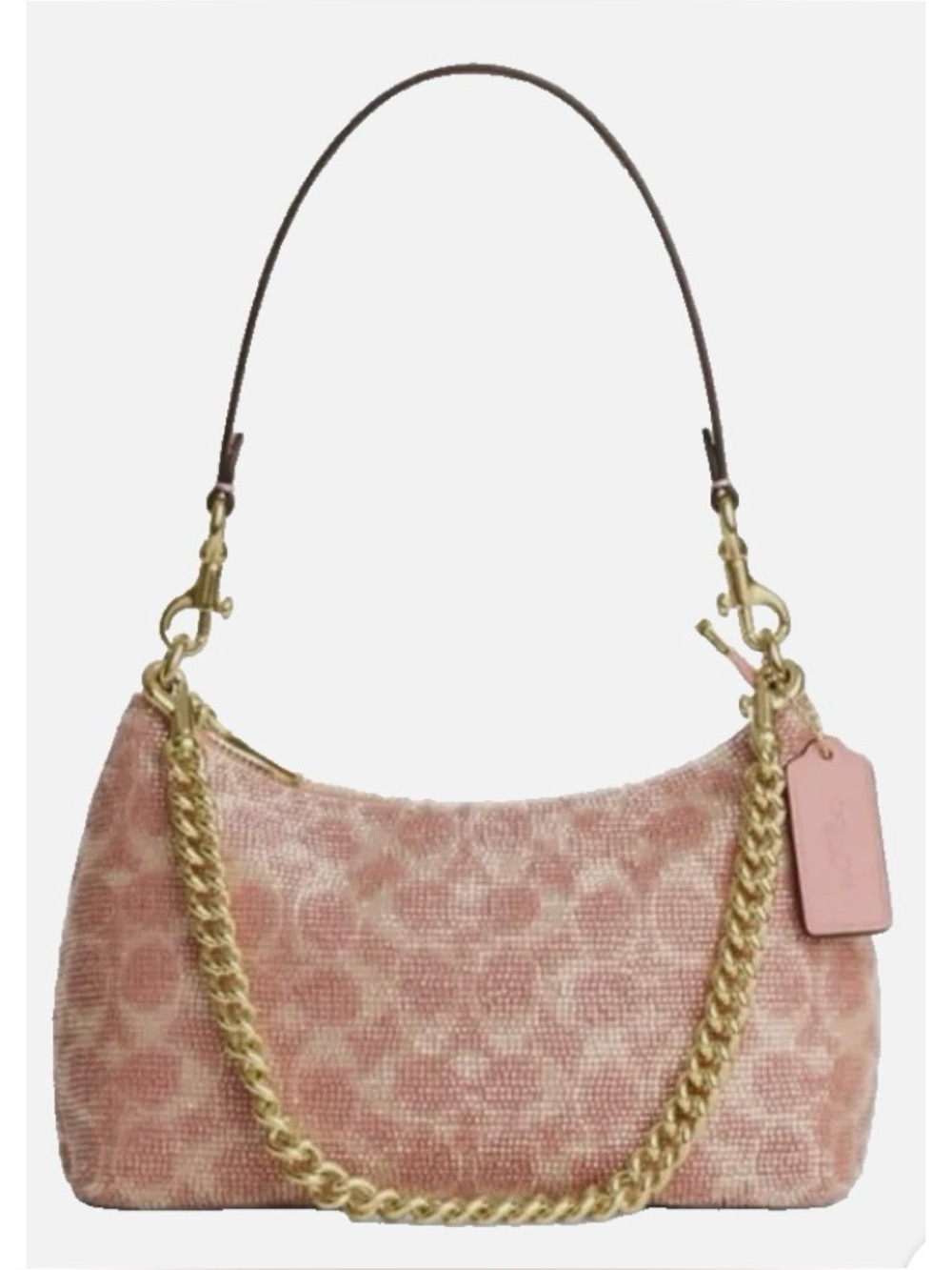 COACH Teri Shoulder Bag Signature Satin Pink Hobo Handbag - Picture 10 of 12